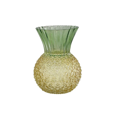 Hogewoning 22cm Green/Yellow Pineapple Glass Vase - 364001 - Old Railway Line Garden Centre
