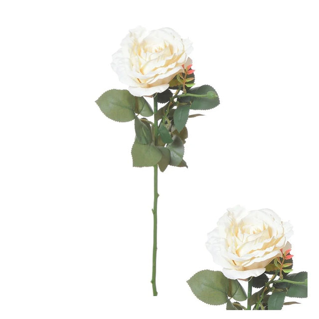 Hogewoning 66cm Ivory Ireland Rose Artificial Flower Stem - 362455 - Old Railway Line Garden Centre