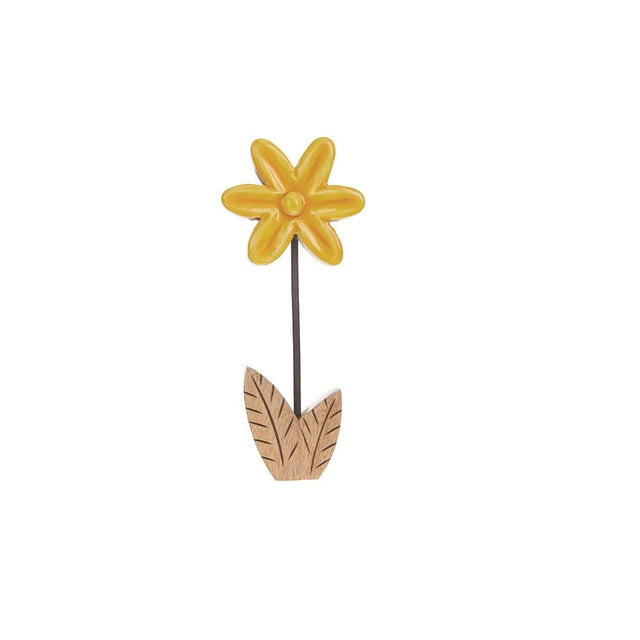 Hogewoning 7cm Natural/Yellow Deco Malpa Flower Ornament - 704265 - Old Railway Line Garden Centre