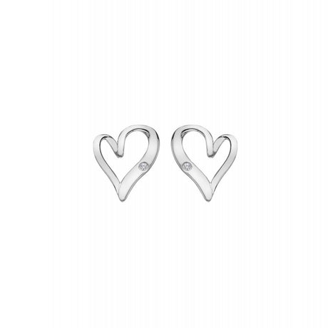 Hot Diamonds 10mm Delicate Pointed Heart Twist Earrings - Silver