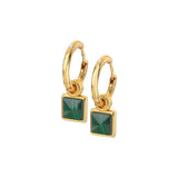 Hot Diamonds 24mm Revive Malachite Square Earrings - Gold