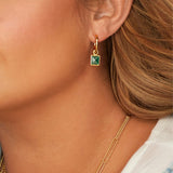 Hot Diamonds 24mm Revive Malachite Square Earrings - Gold