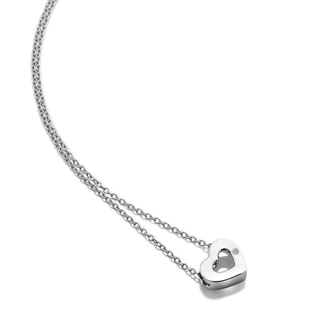 Hot Diamonds 45cm Diamond Amulet Heart Necklace - Silver - Old Railway Line Garden Centre