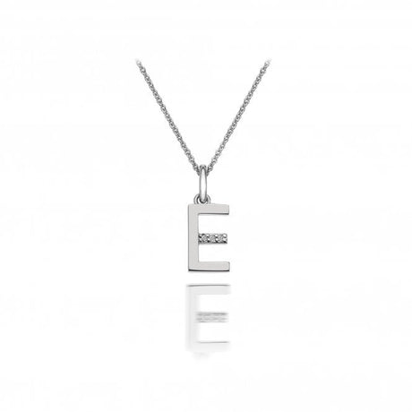 Hot Diamonds 45cm 'E' Micro Letter Necklace - Silver - Old Railway Line Garden Centre