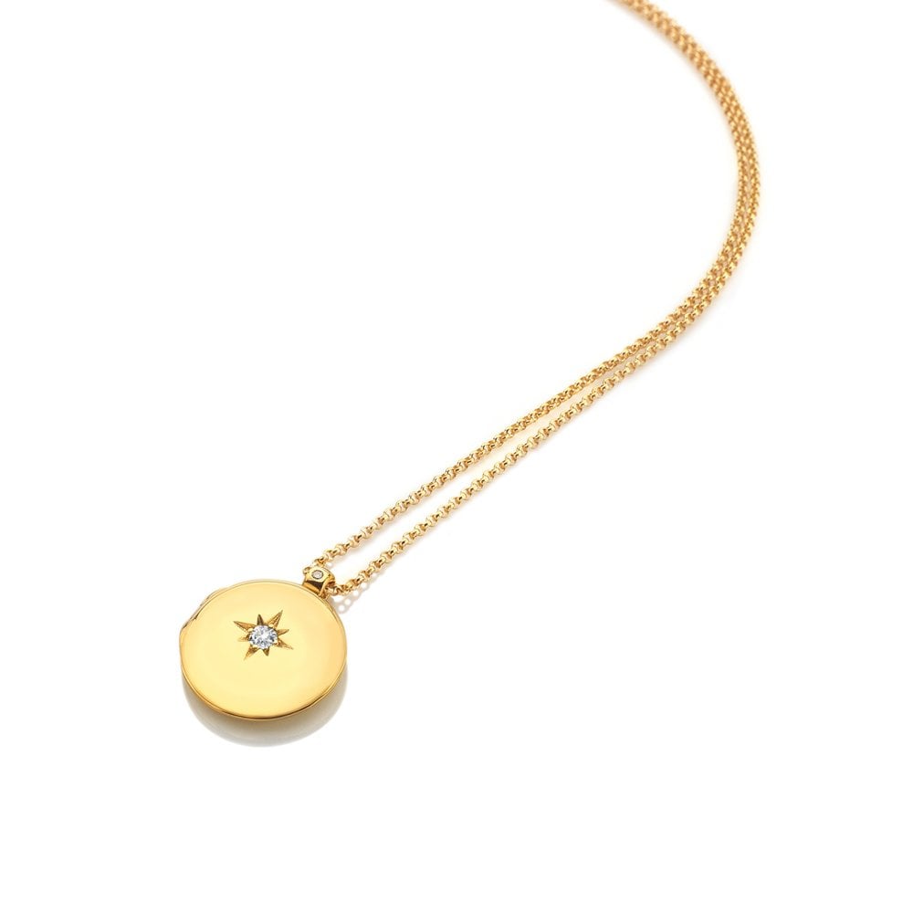 Hot Diamonds 45cm HD X Gem White Topaz Starburst Locket Necklace - Gold - Old Railway Line Garden Centre