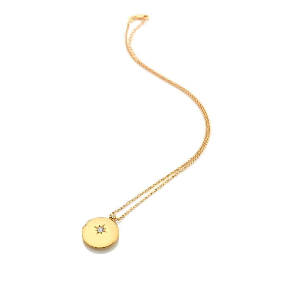 Hot Diamonds 45cm HD X Gem White Topaz Starburst Locket Necklace - Gold - Old Railway Line Garden Centre