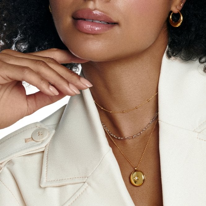 Hot Diamonds 45cm HD X Gem White Topaz Starburst Locket Necklace - Gold - Old Railway Line Garden Centre