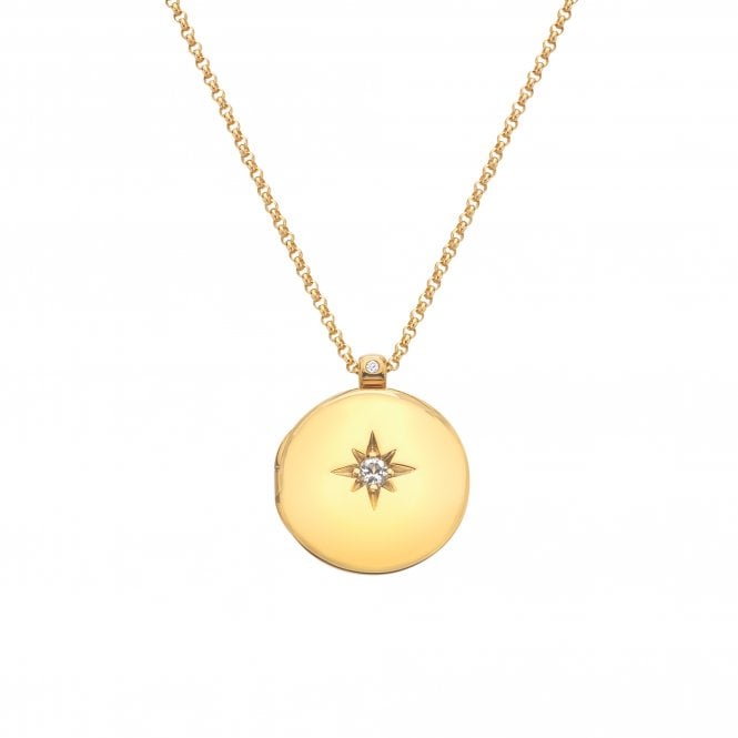 Hot Diamonds 45cm HD X Gem White Topaz Starburst Locket Necklace - Gold - Old Railway Line Garden Centre