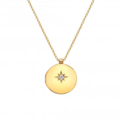 Hot Diamonds 45cm HD X Gem White Topaz Starburst Locket Necklace - Gold - Old Railway Line Garden Centre