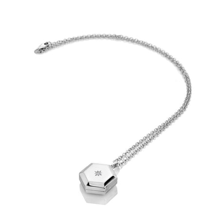 Hot Diamonds 45cm Hexagon Locket Necklace - Silver - Old Railway Line Garden Centre