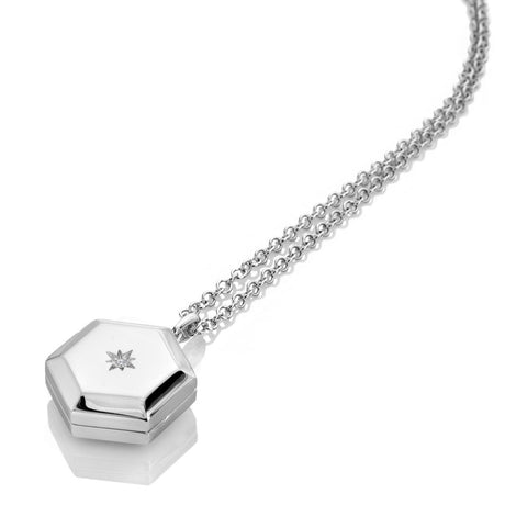 Hot Diamonds 45cm Hexagon Locket Necklace - Silver - Old Railway Line Garden Centre
