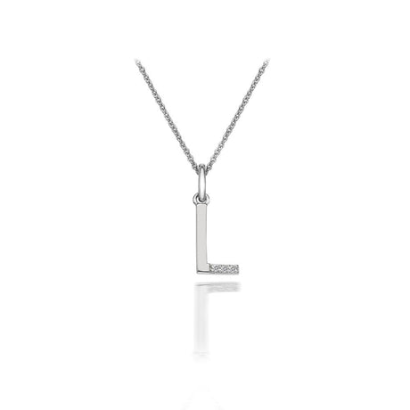 Hot Diamonds 45cm 'L' Micro Letter Necklace - Silver - Old Railway Line Garden Centre