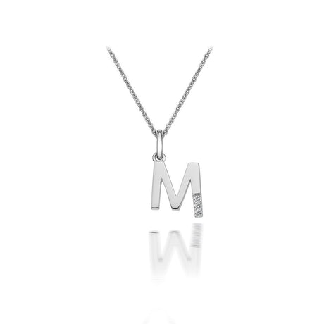 Hot Diamonds 45cm 'M' Micro Letter Necklace - Silver - Old Railway Line Garden Centre