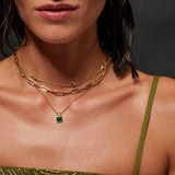 Hot Diamonds 45cm Revive Malachite Square Necklace - Gold