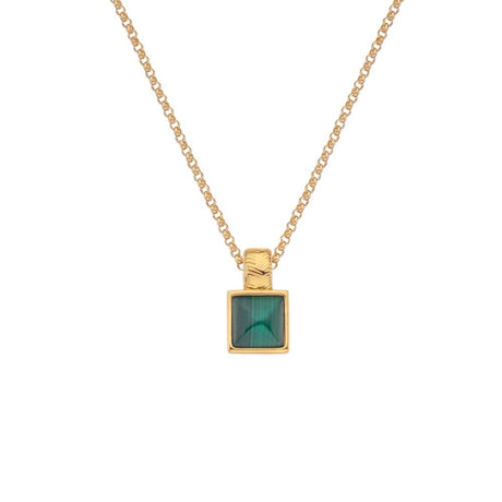 Hot Diamonds 45cm Revive Malachite Square Necklace - Gold - Old Railway Line Garden Centre