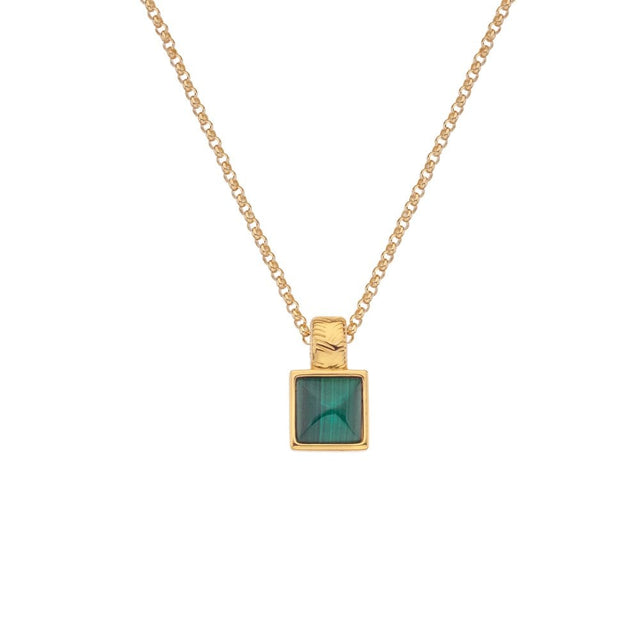 Hot Diamonds 45cm Revive Malachite Square Necklace - Gold - Old Railway Line Garden Centre