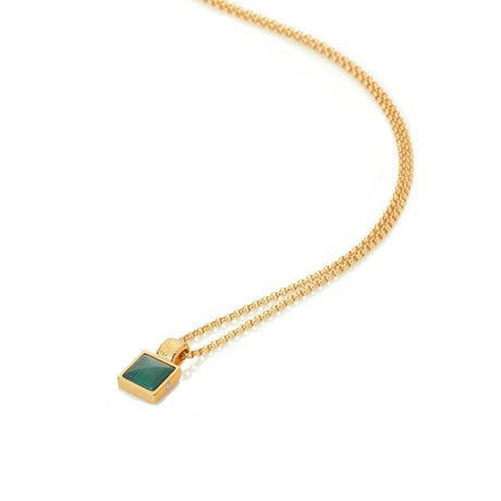 Hot Diamonds 45cm Revive Malachite Square Necklace - Gold - Old Railway Line Garden Centre