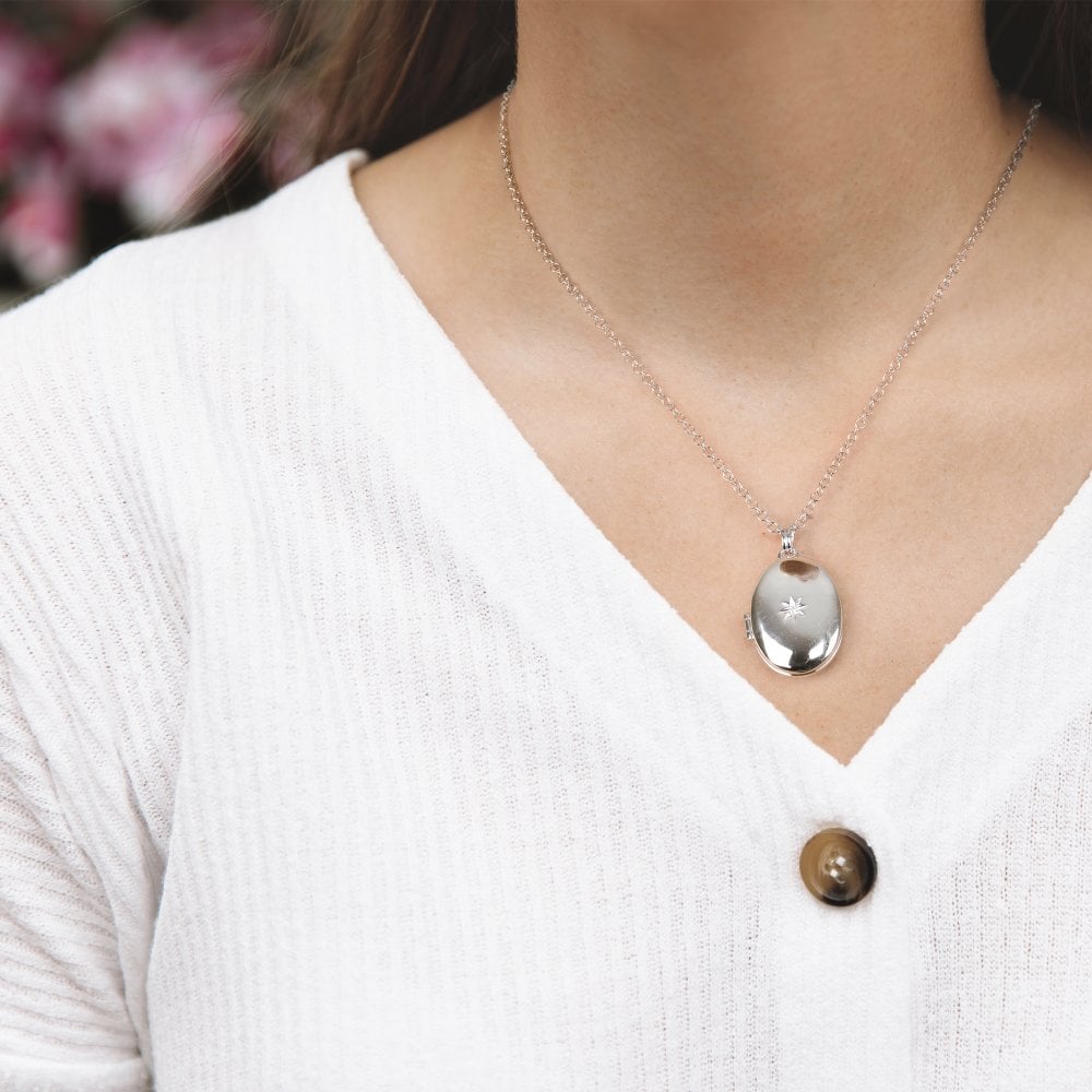 Hot Diamonds 45cm Romantic Oval Locket Necklace - Silver