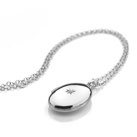 Hot Diamonds 45cm Romantic Oval Locket Necklace - Silver - Old Railway Line Garden Centre
