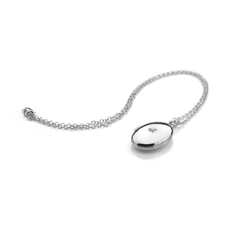 Hot Diamonds 45cm Romantic Oval Locket Necklace - Silver - Old Railway Line Garden Centre