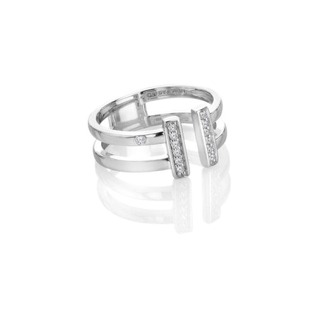Hot Diamonds Double T Bar Ring - Silver - Size O - Old Railway Line Garden Centre