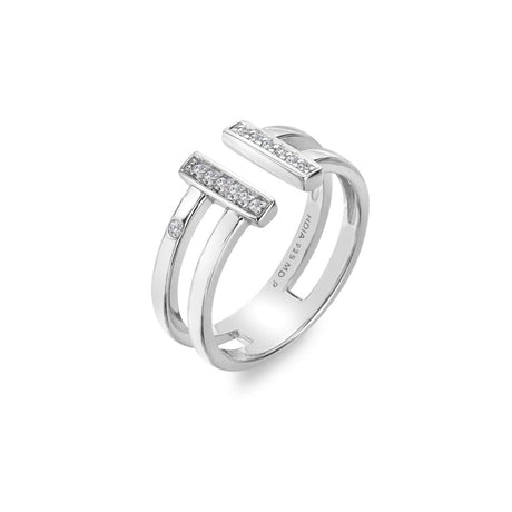 Hot Diamonds Double T Bar Ring - Silver - Size O - Old Railway Line Garden Centre