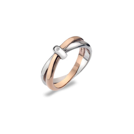 Hot Diamonds Eternity Silver & 18ct Rose Gold Vermeil Interlocking Ring - Size M - Old Railway Line Garden Centre