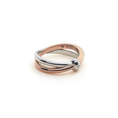 Hot Diamonds Eternity Silver & 18ct Rose Gold Vermeil Interlocking Ring - Size M - Old Railway Line Garden Centre