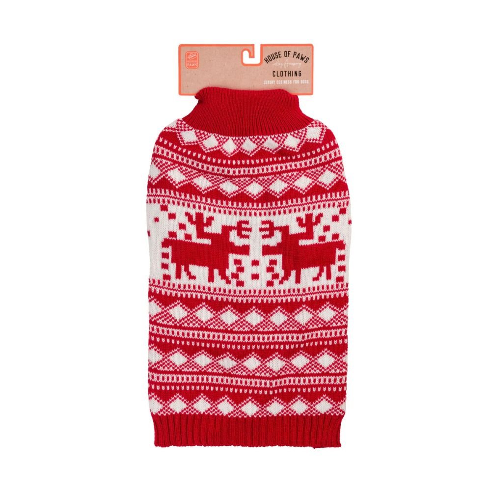 House of Paws 30cm Christmas Reindeer Dog Jumper - Small - Old Railway Line Garden Centre