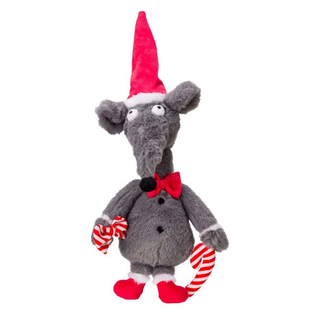 House of Paws Christmas Rat Dog Toy - Grey - Old Railway Line Garden Centre