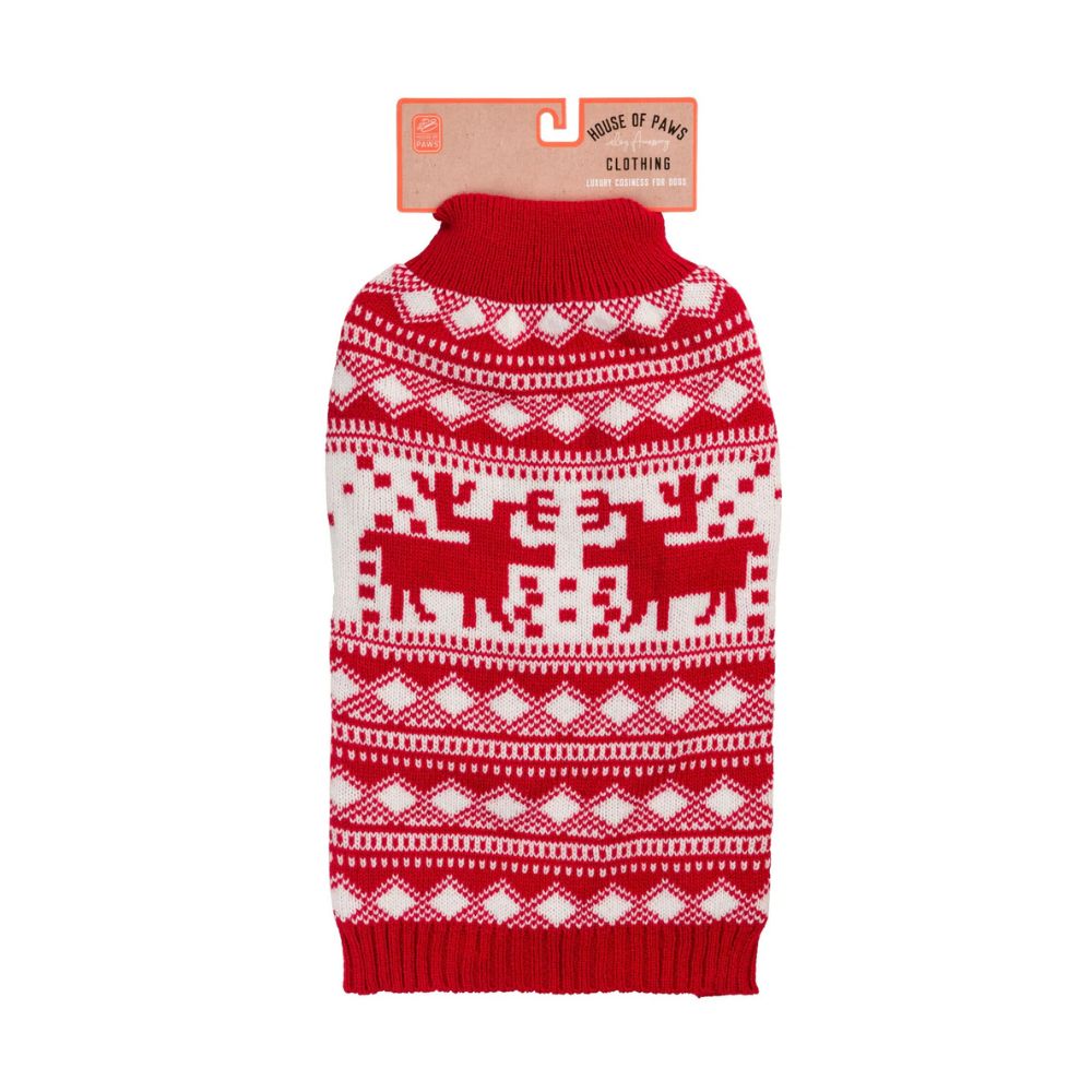 House of Paws 35cm Christmas Reindeer Pet Jumper - Medium