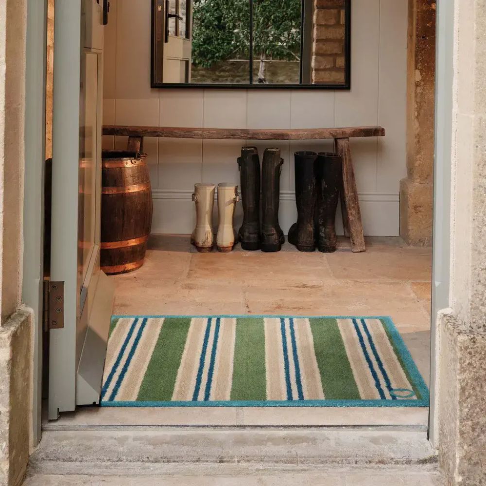 Hug Rug 85cm Timeless Stripe Green Doormat