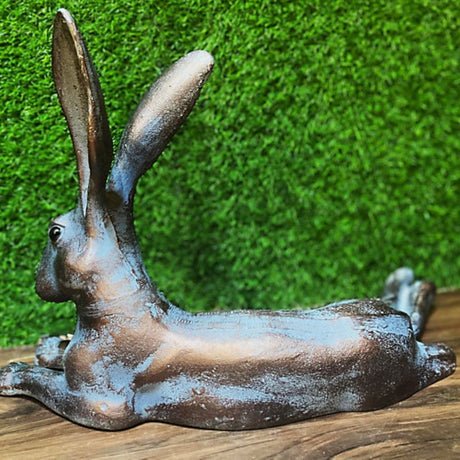 Inspirational Gifting 25cm Laying Hare Garden Ornament - Old Railway Line Garden Centre