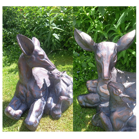 Inspirational Gifting Large Doe and Fawn Garden Ornament - Old Railway Line Garden Centre