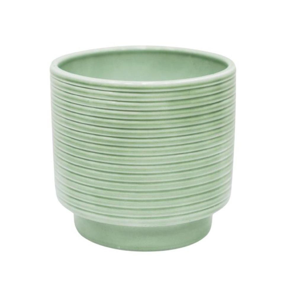 Ivyline 10.5cm Berlin Ripple Glazed Pot - Green - Old Railway Line Garden Centre