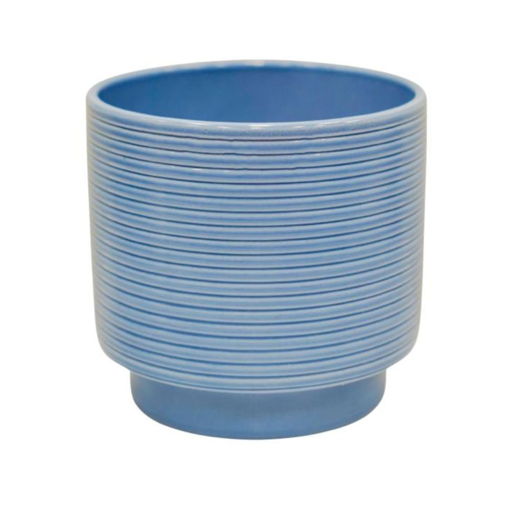 Ivyline 12.5cm Berlin Ripple Glazed Pot - Blue