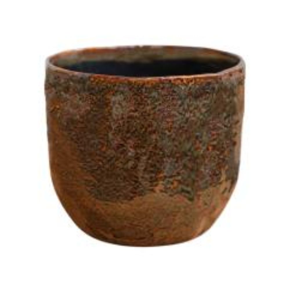 Ivyline 13cm Brooke Rustic Glazed Planter - Chocolate