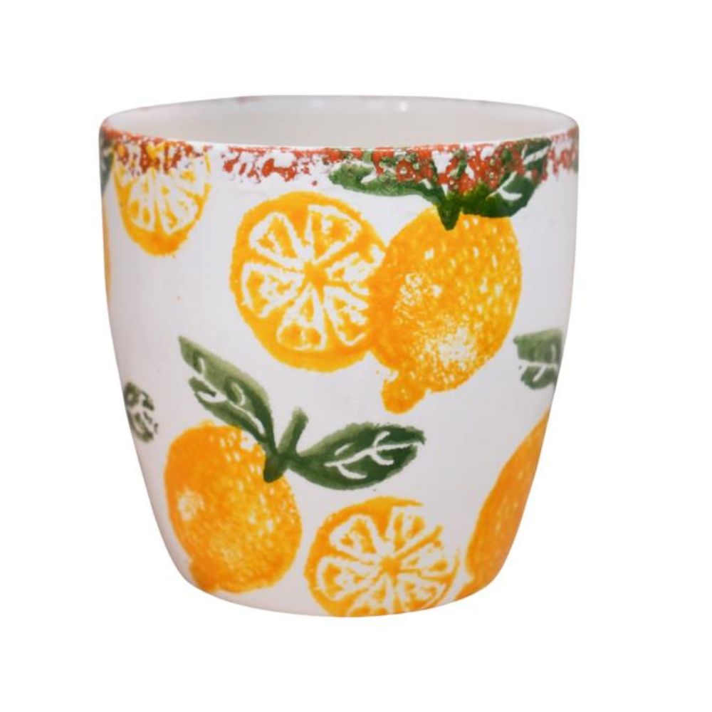 Ivyline 15.5cm Amalfi Rustic Lemon Pot - White
