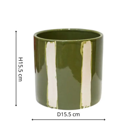 Ivyline 15cm Mulberry Stripe Planter - Olive