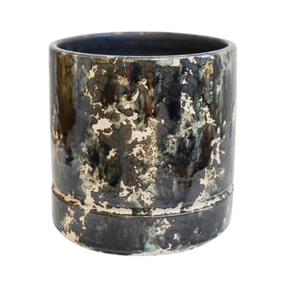 Ivyline 16.5cm Atlas Reactive Glaze Smudge Pot - Deep Green