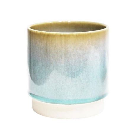 Ivyline 16cm Copenhagen Two Tone Glazed Pot - Aqua - Old Railway Line Garden Centre