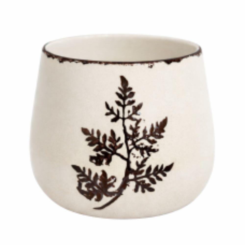 Ivyline 17cm Carmen Leaf Planter - Ivory
