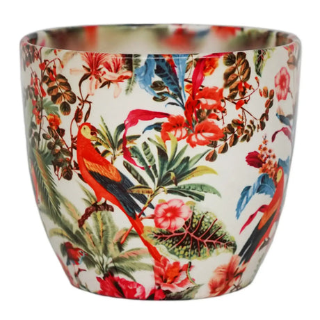 Ivyline 17cm Monza Tropical Parrot Glazed Pot - Multi-Coloured - Old Railway Line Garden Centre