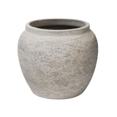 Ivyline 19cm Milos Rustic Round Planter - Grey - Old Railway Line Garden Centre