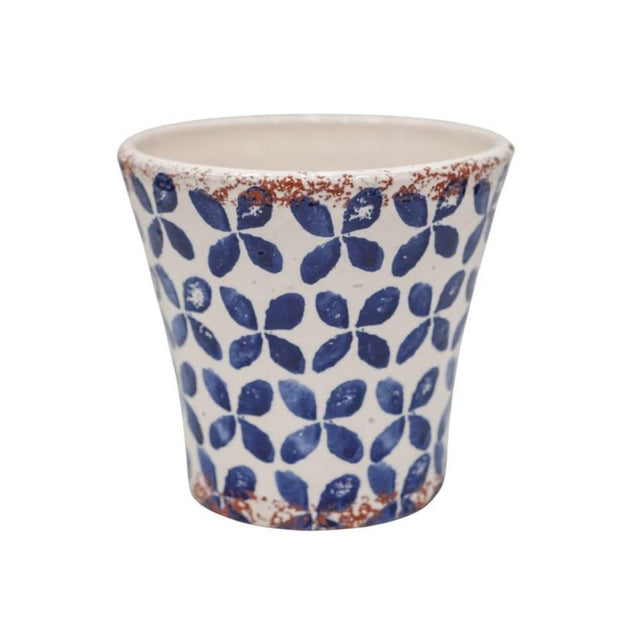 Ivyline 19cm Porto Tile Tapered Pot - Blue - Old Railway Line Garden Centre