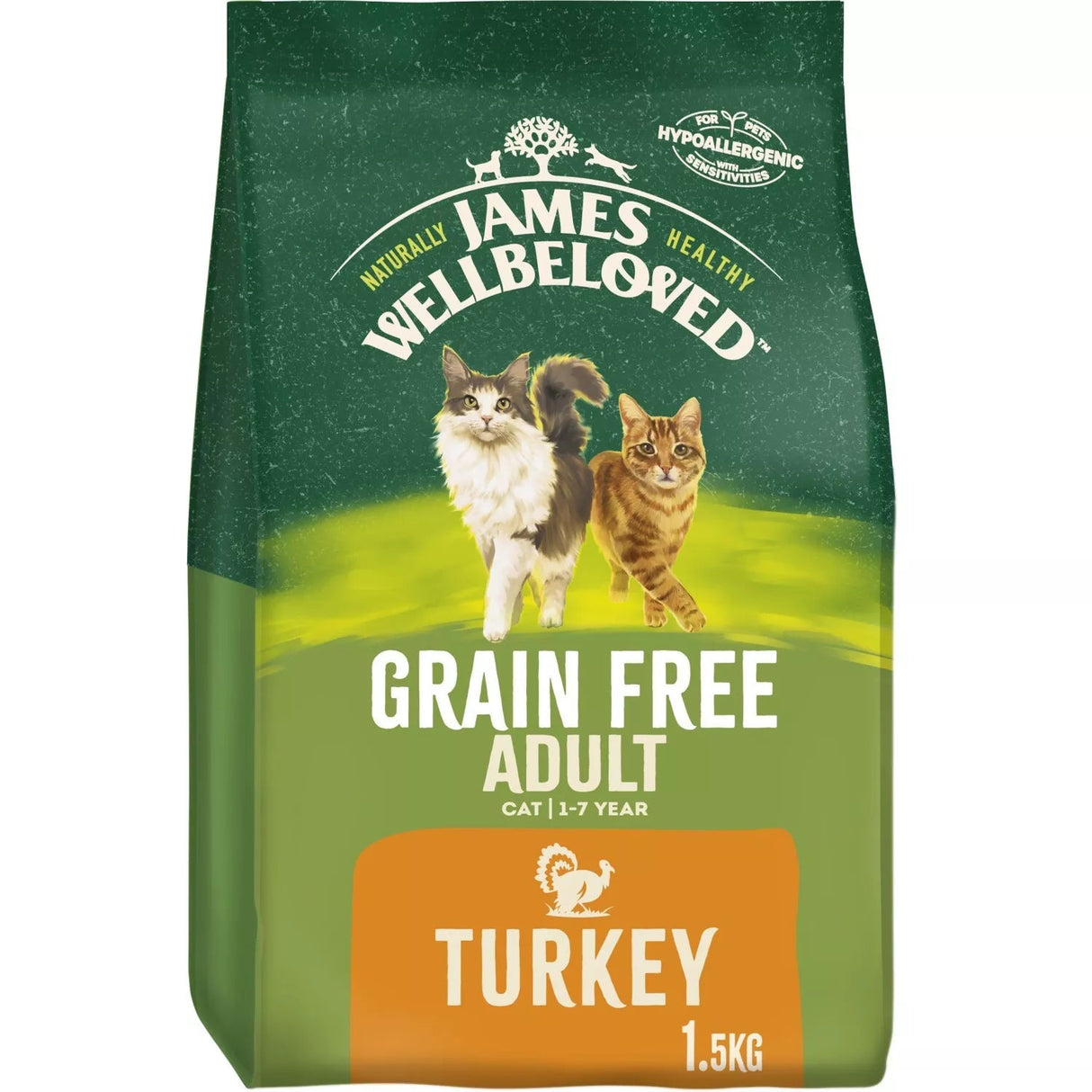 James Wellbeloved 1.5kg Turkey Adult No Cereal Dry Cat Food - Old Railway Line Garden Centre