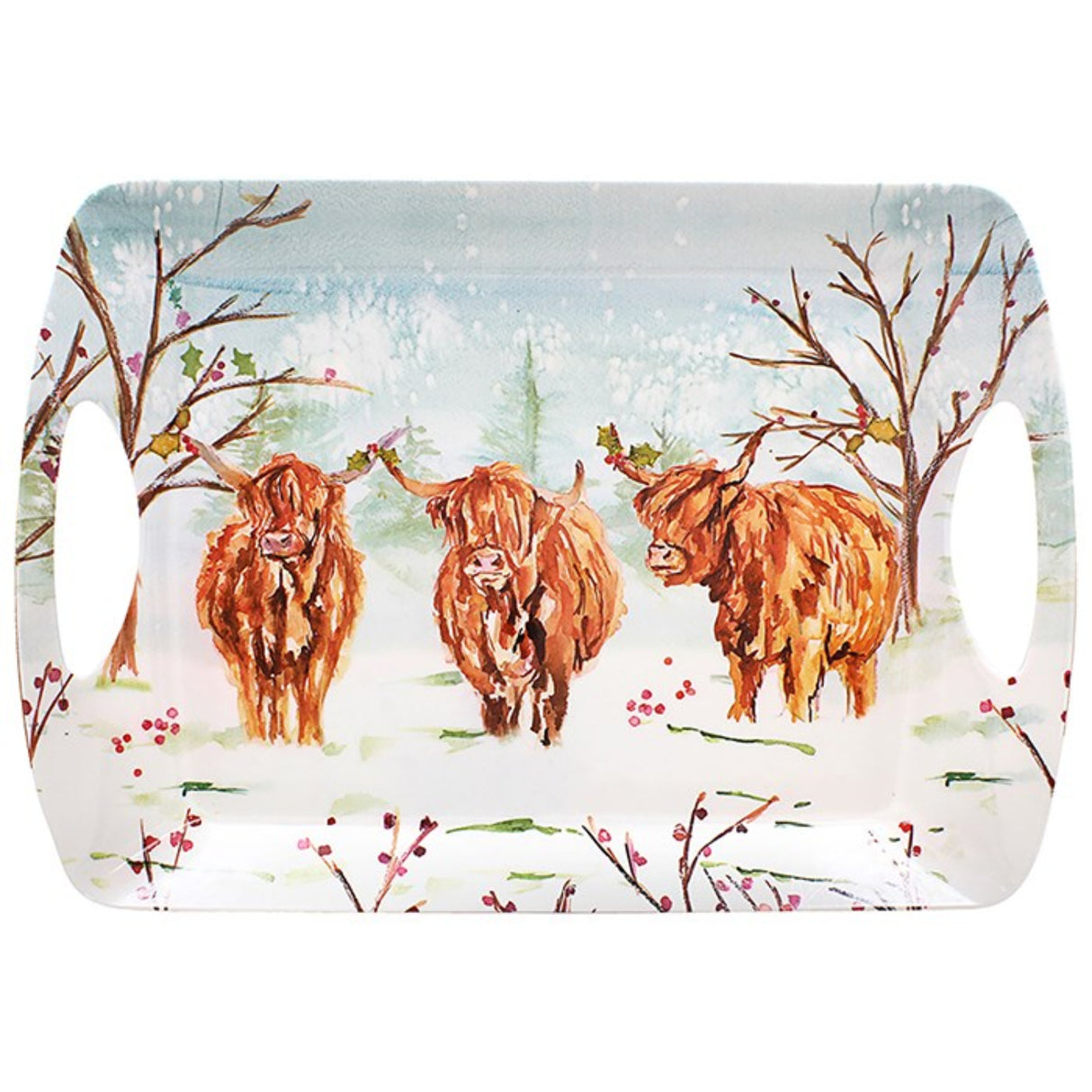 Jennifer Rose 44cm Highland Cow Christmas Large Tray