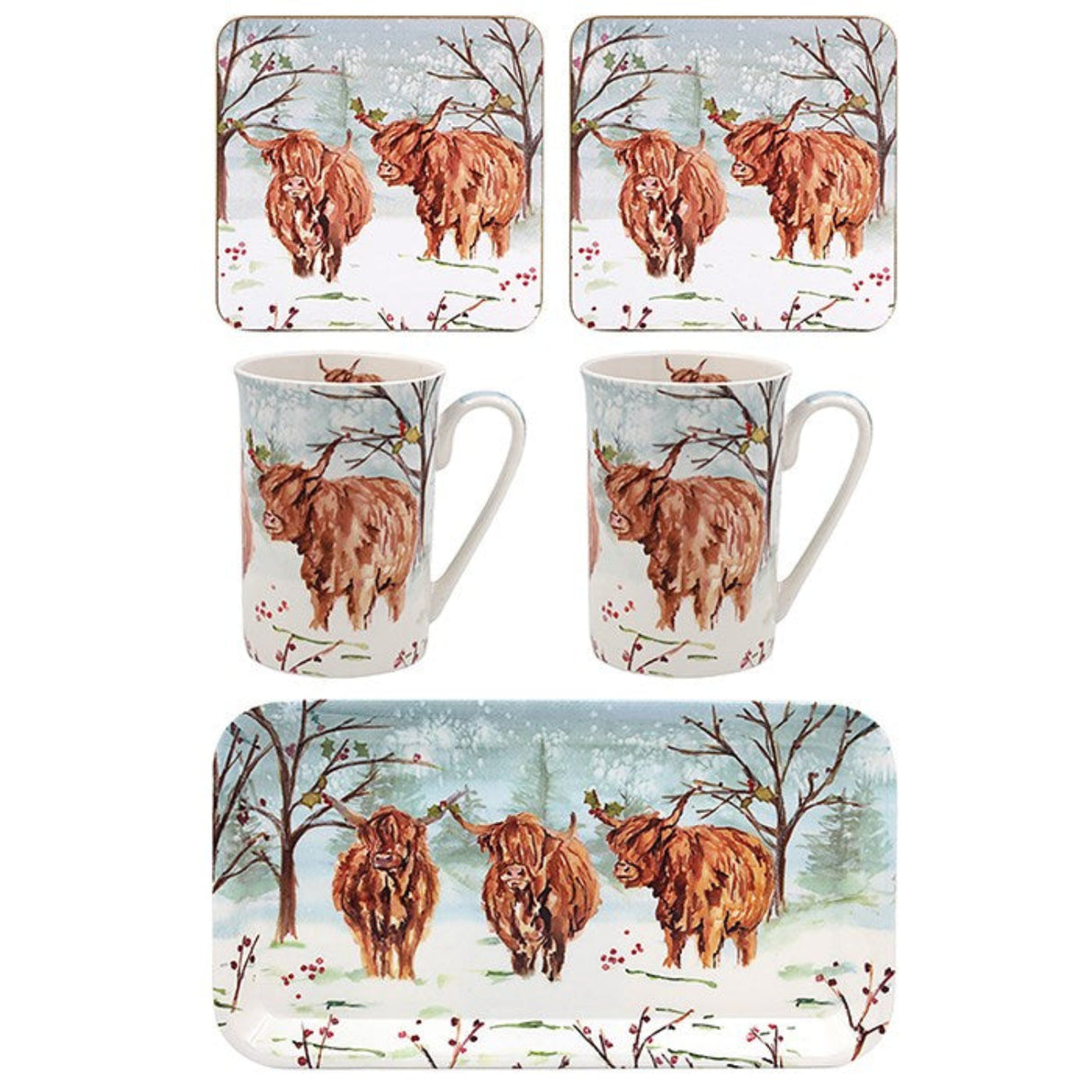 Jennifer Rose Highland Cow Christmas 5 Piece Gift Set
