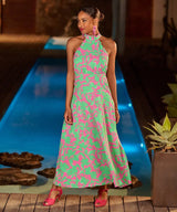 Joe Browns 14 Pink/Green Olivia Halterneck Maxi Dress - Old Railway Line Garden Centre