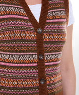 Joe Browns Autumn Days Fairisle Button Through Knitted Vest - Brown